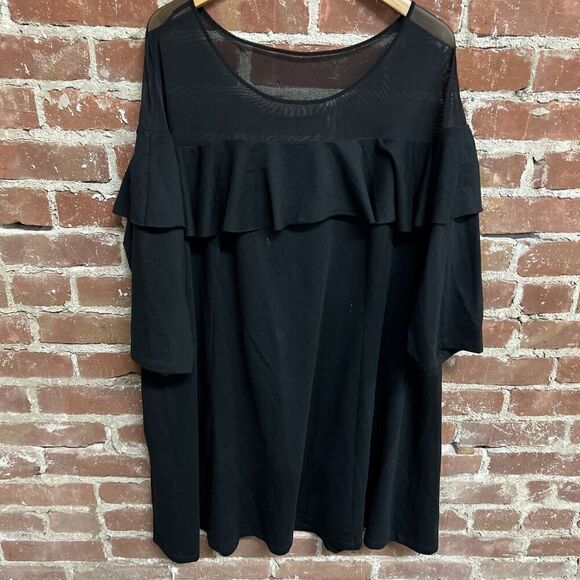 Torrid Mesh Long Sleeve Black Sweatshirt Dress Stretch Solid Plus Size 4X - Picture 1 of 3